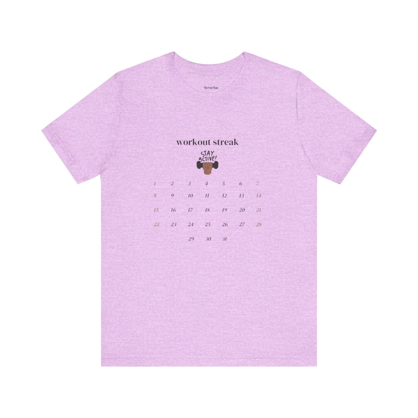 Unisex Workout Streak Tee – “Stay Active” Calendar Shirt