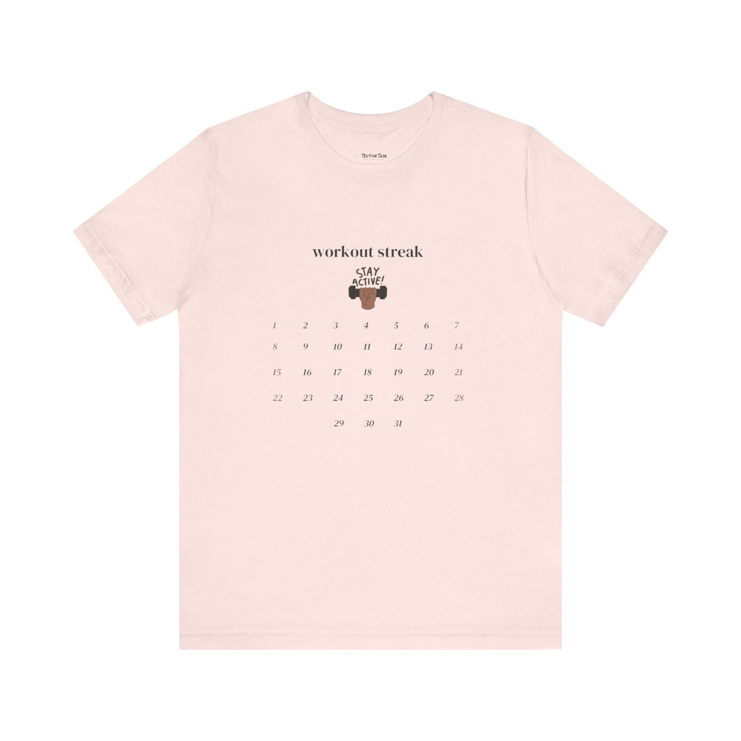 Unisex Workout Streak Tee – “Stay Active” Calendar Shirt