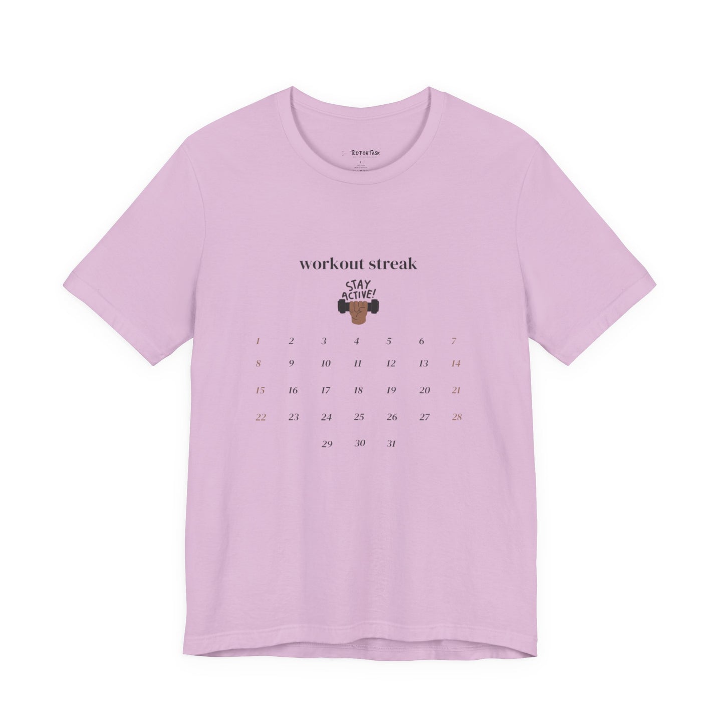 Unisex Workout Streak Tee – “Stay Active” Calendar Shirt
