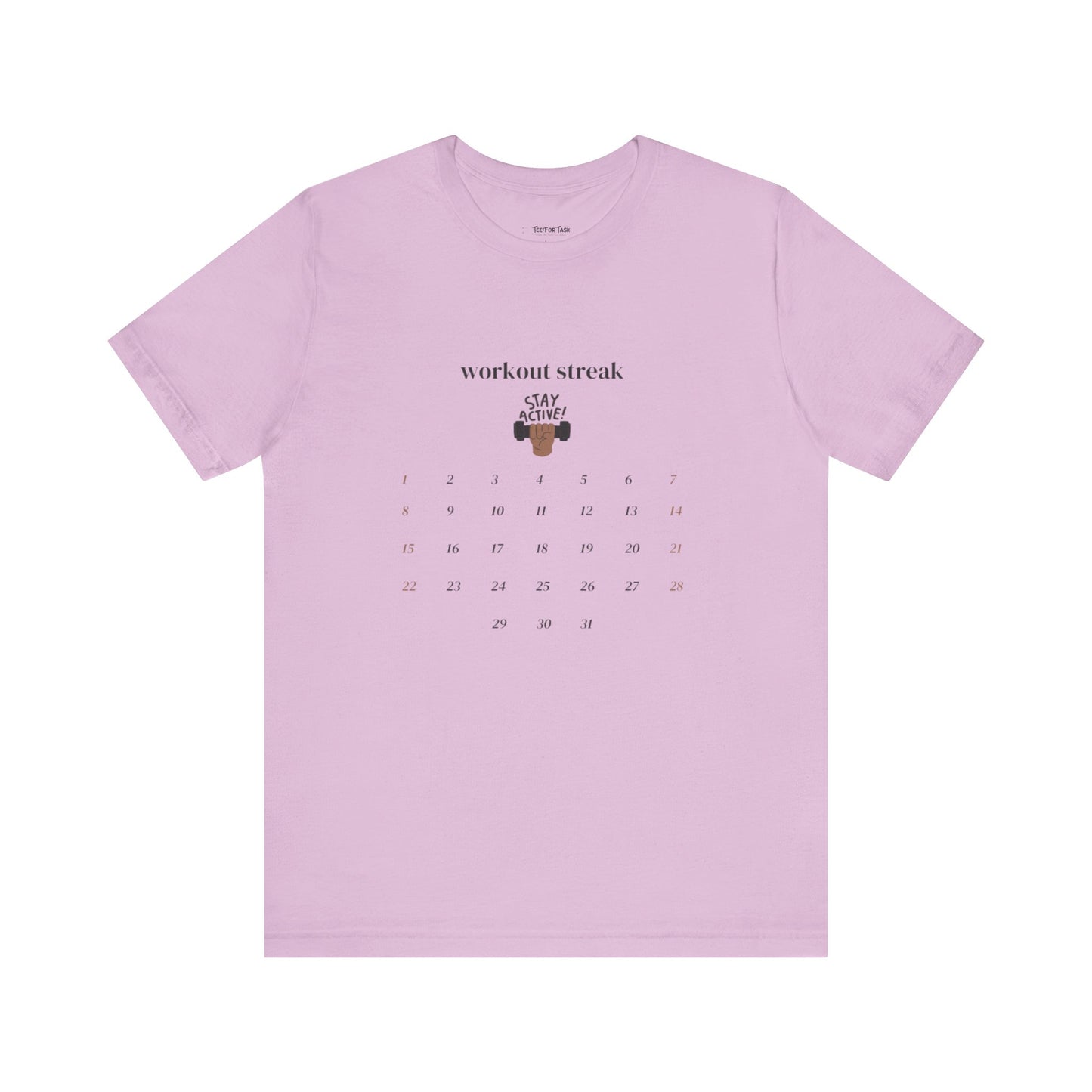 Unisex Workout Streak Tee – “Stay Active” Calendar Shirt