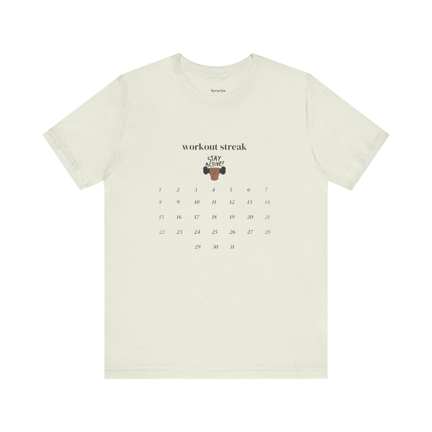 Unisex Workout Streak Tee – “Stay Active” Calendar Shirt