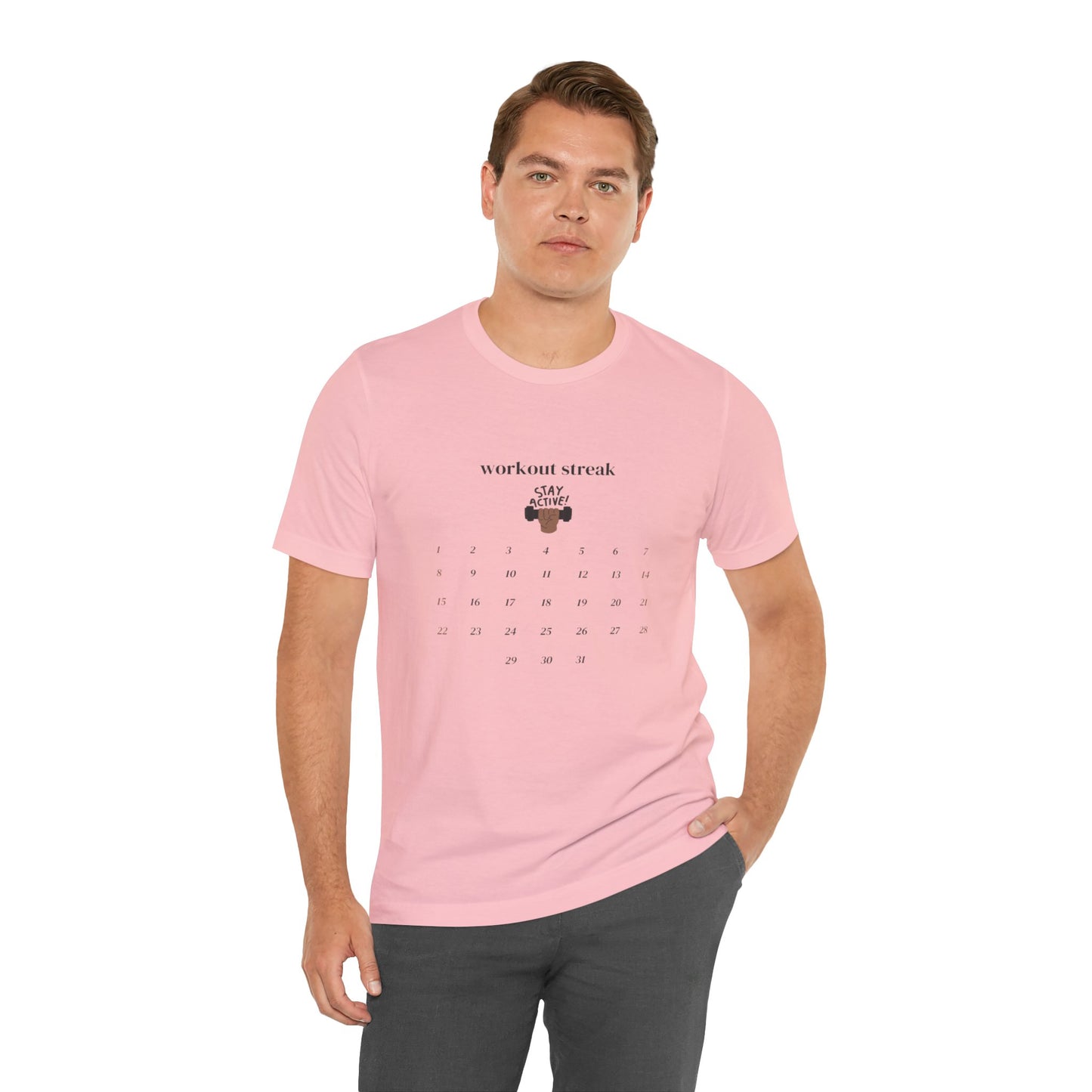 Unisex Workout Streak Tee – “Stay Active” Calendar Shirt
