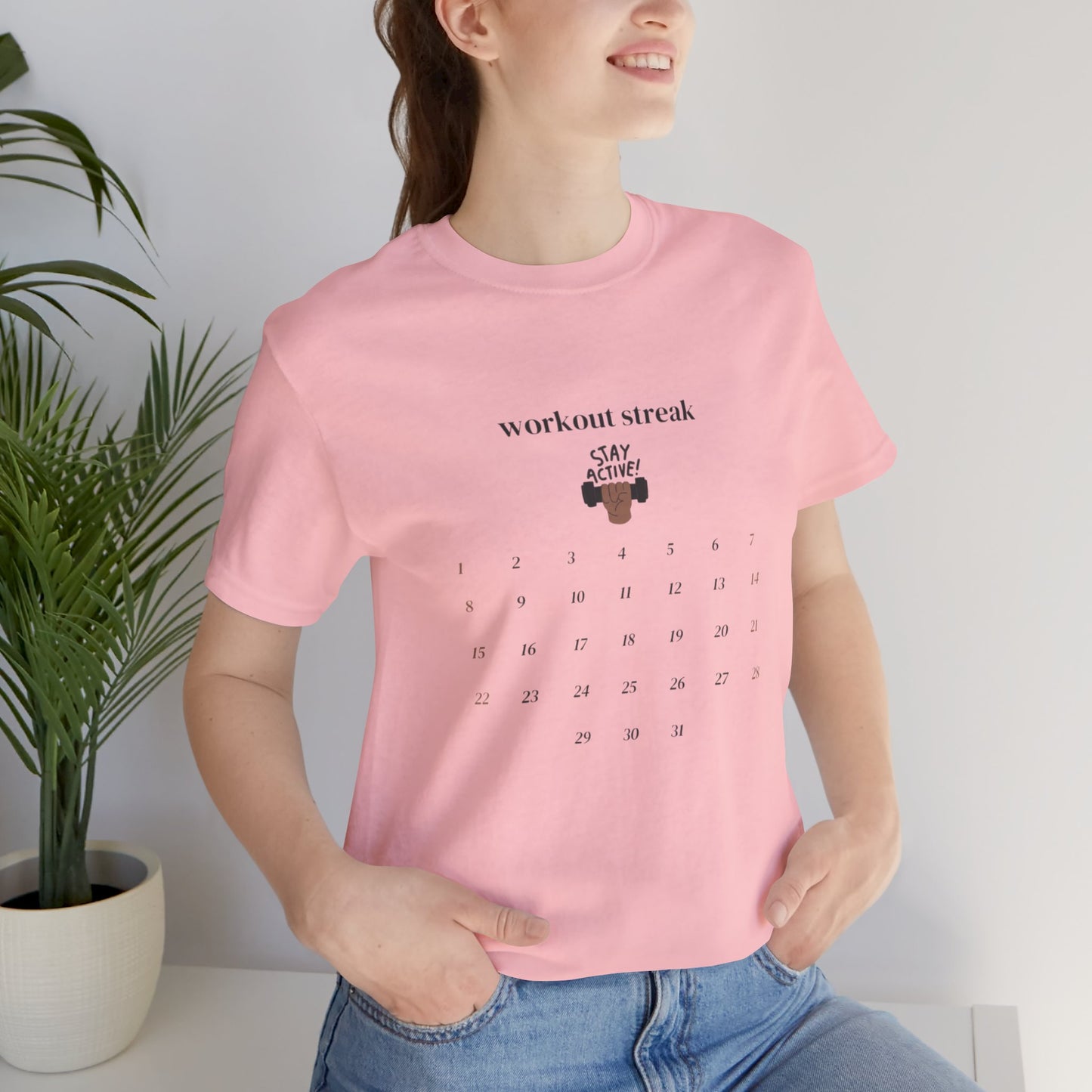 Unisex Workout Streak Tee – “Stay Active” Calendar Shirt