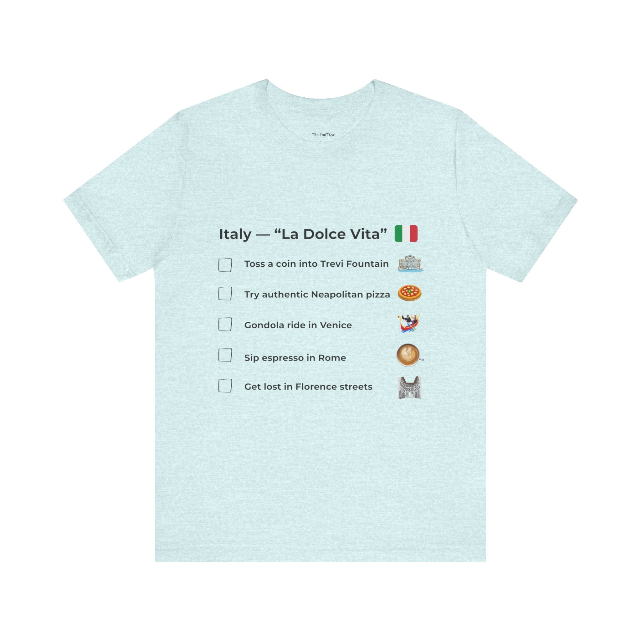 Italy “La Dolce Vita” Travel Checklist T-Shirt