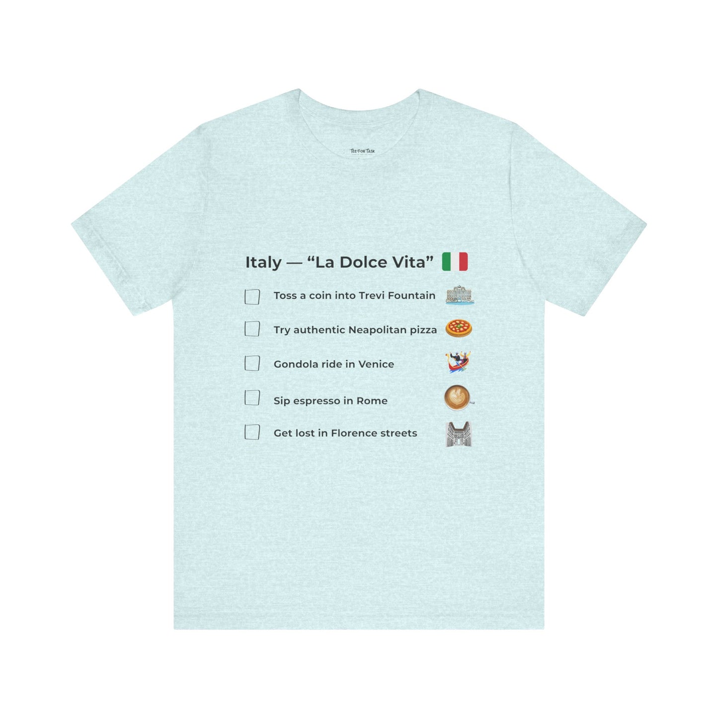 Italy “La Dolce Vita” Travel Checklist T-Shirt