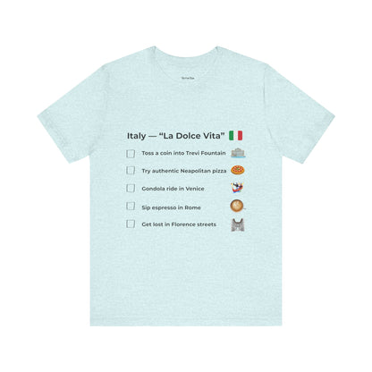 Italy “La Dolce Vita” Travel Checklist T-Shirt