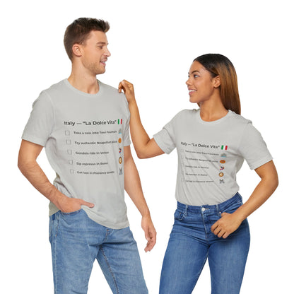 Italy “La Dolce Vita” Travel Checklist T-Shirt