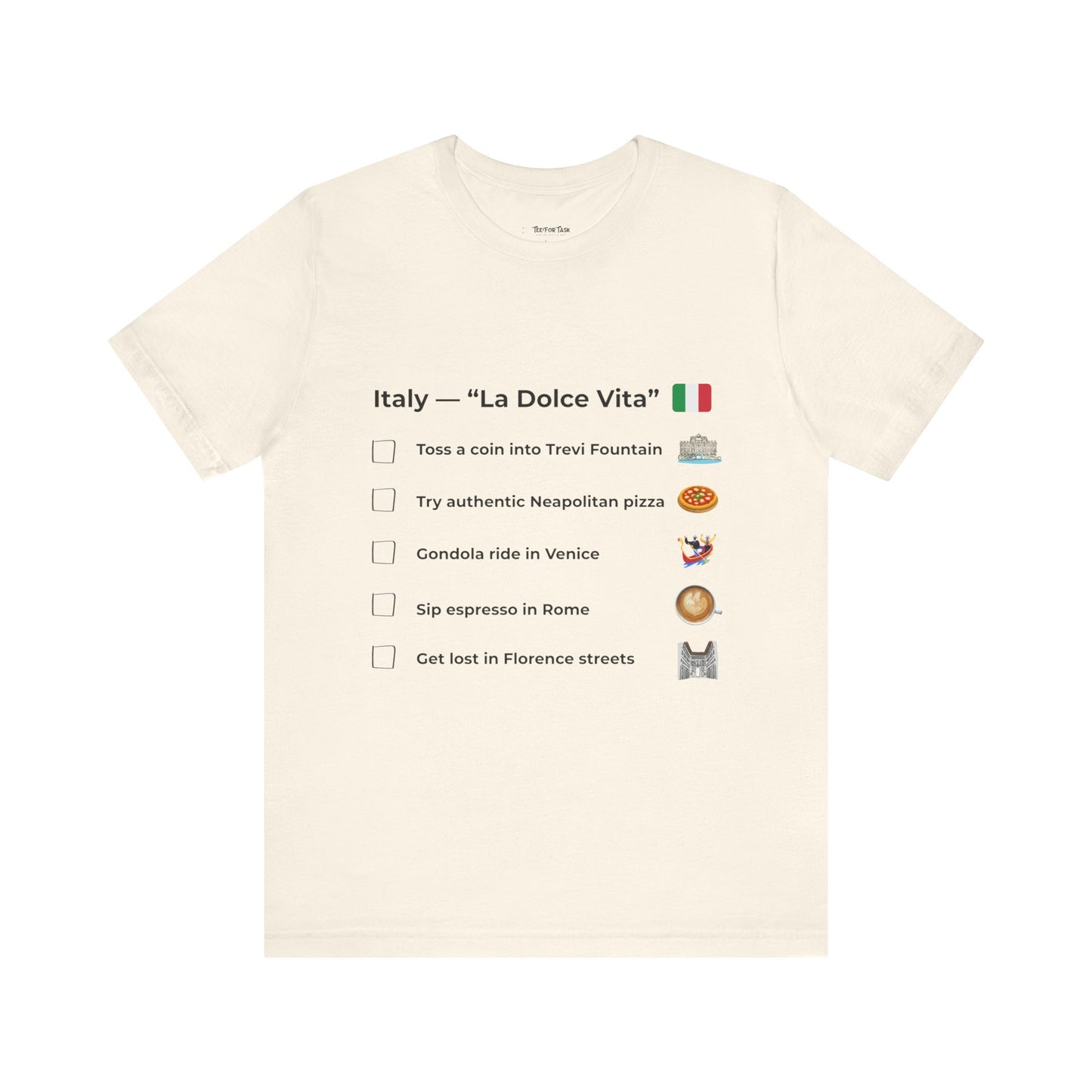 Italy “La Dolce Vita” Travel Checklist T-Shirt