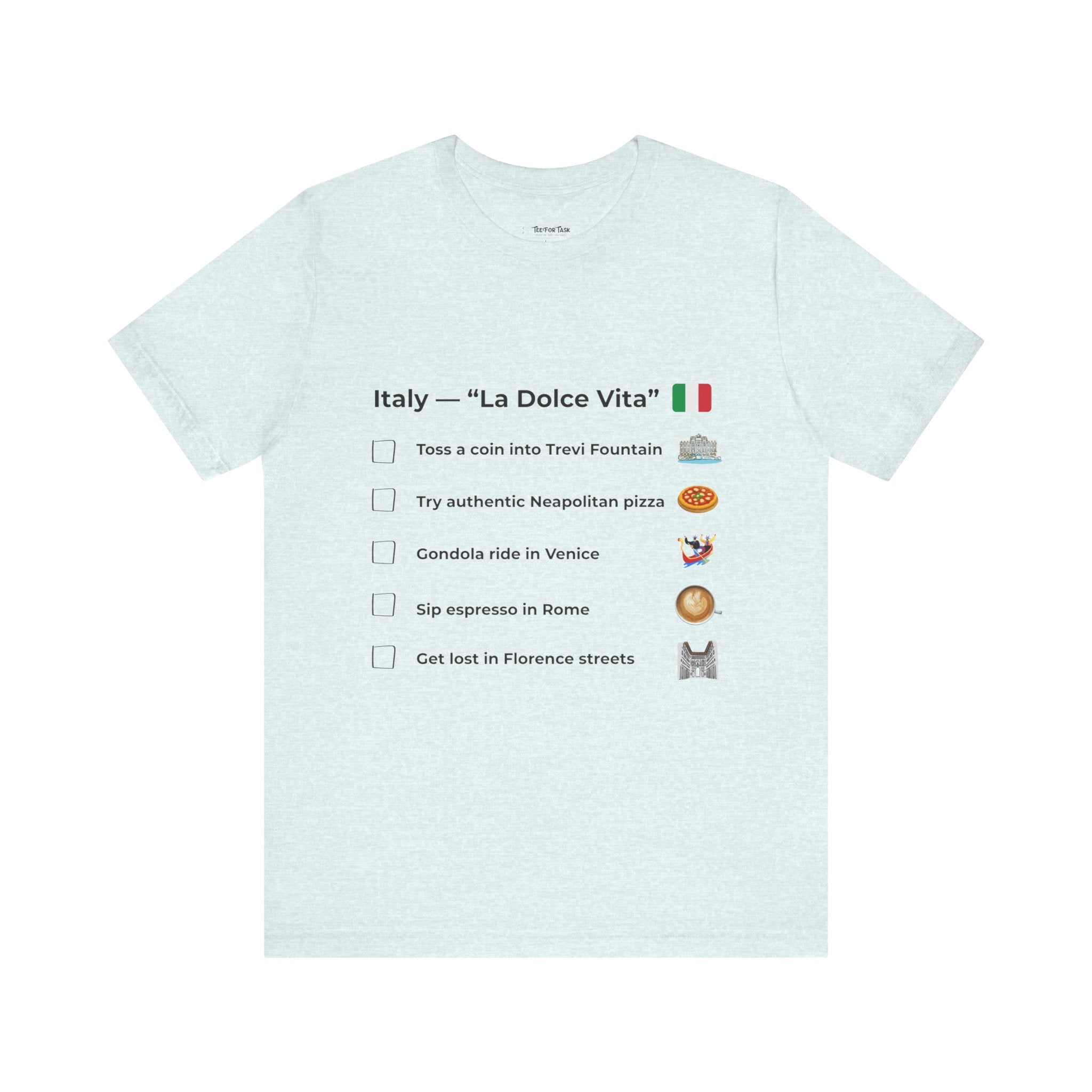 Italy “La Dolce Vita” Travel Checklist T-Shirt