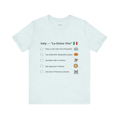Italy “La Dolce Vita” Travel Checklist T-Shirt