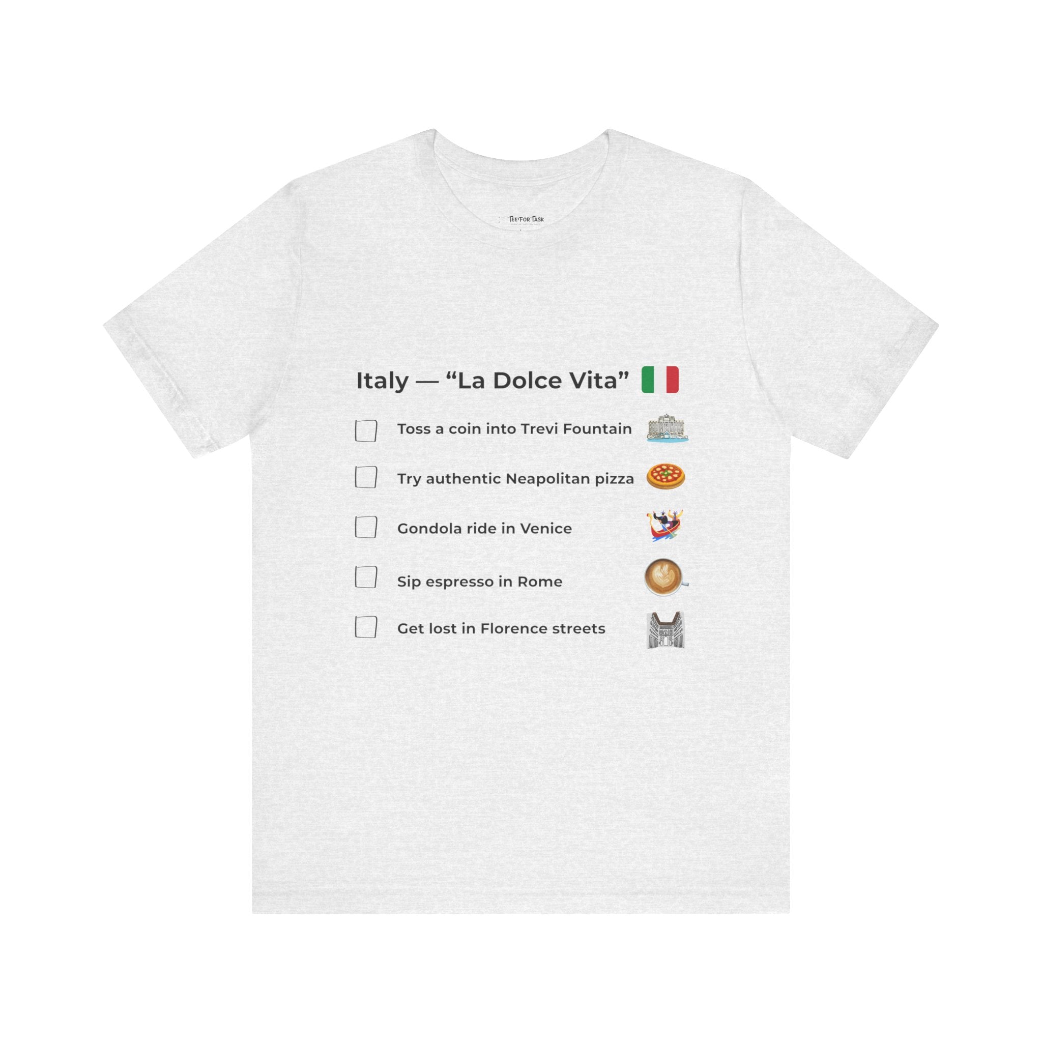 Italy “La Dolce Vita” Travel Checklist T-Shirt
