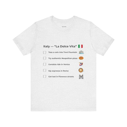 Italy “La Dolce Vita” Travel Checklist T-Shirt